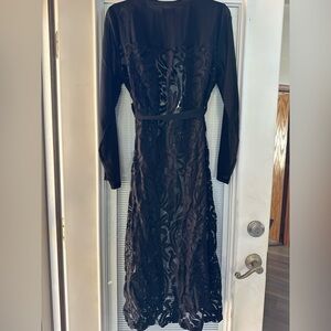 Hot Miami Styles Black Sheer Long Sleeve Dress